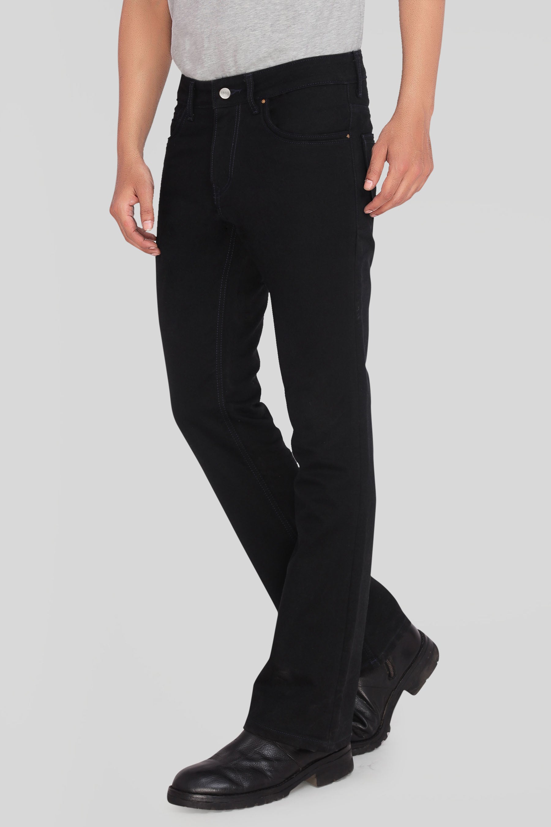 Shop Custom Made Pure Black Bootcut Pants Mens – Enim