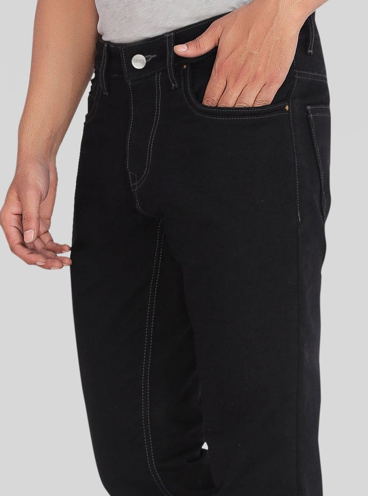 Custom Made Pure Black Men's Skinny Fit Jeans Pants