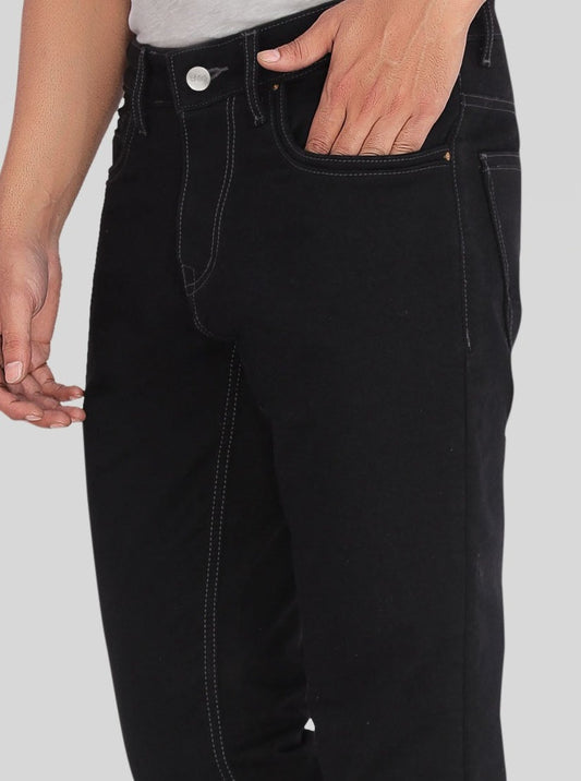Custom made Pure Black mens slim fit jeans