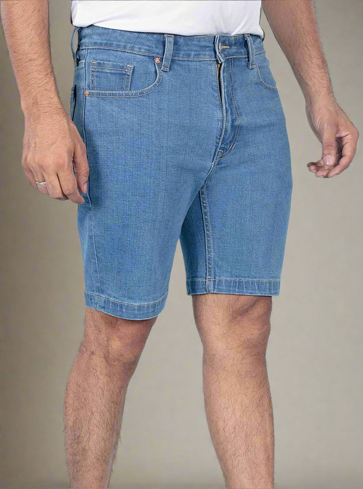 Custom Made Mid Blue Mens Denim Shorts 