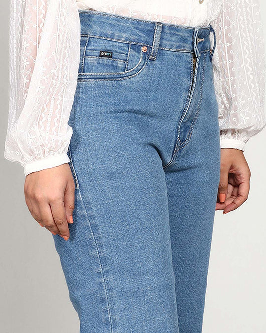 Custom Made Mid Blue Women's Straight Fit Jeans