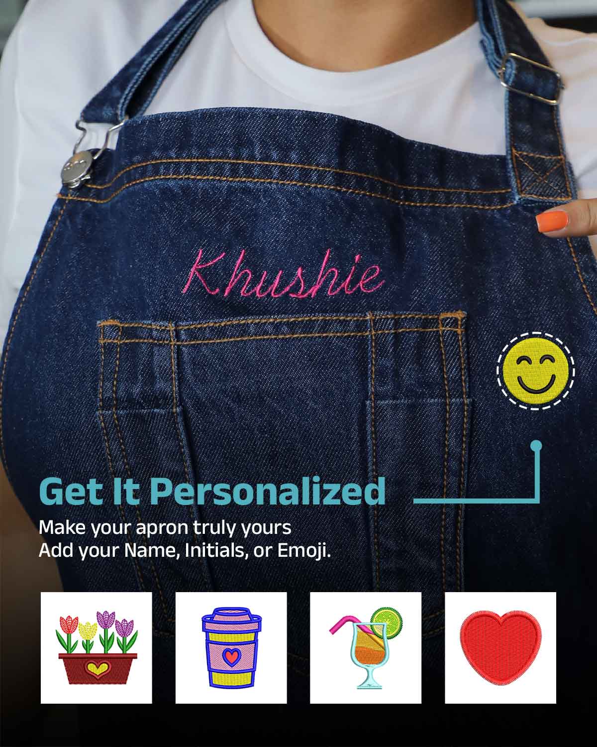 Shop Cusom Made Mid Blue Denim Aprons for Women Online – Enim