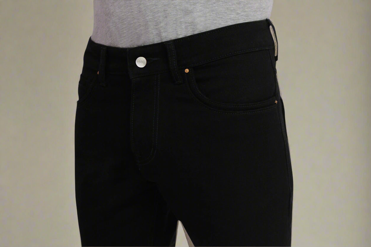 Custom Made Pure Black Bootcut Jeans Pants for Men