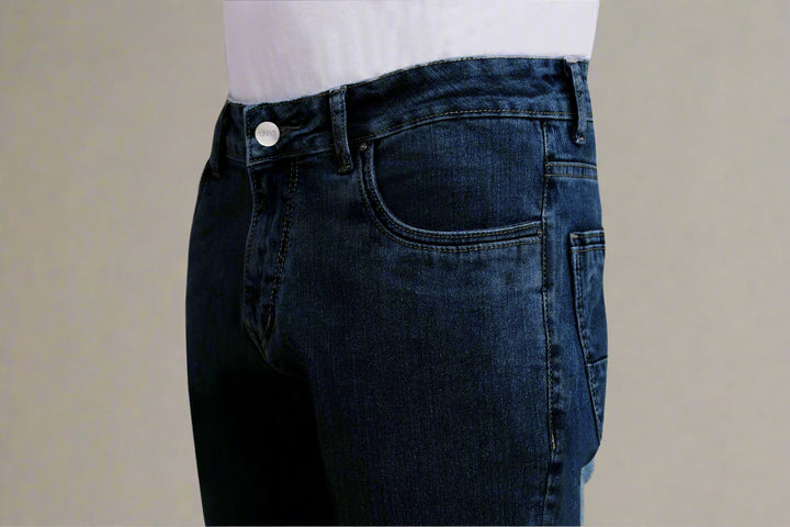 Custom made Deep Space Blue Straight Fit Jeans Pants for Men
