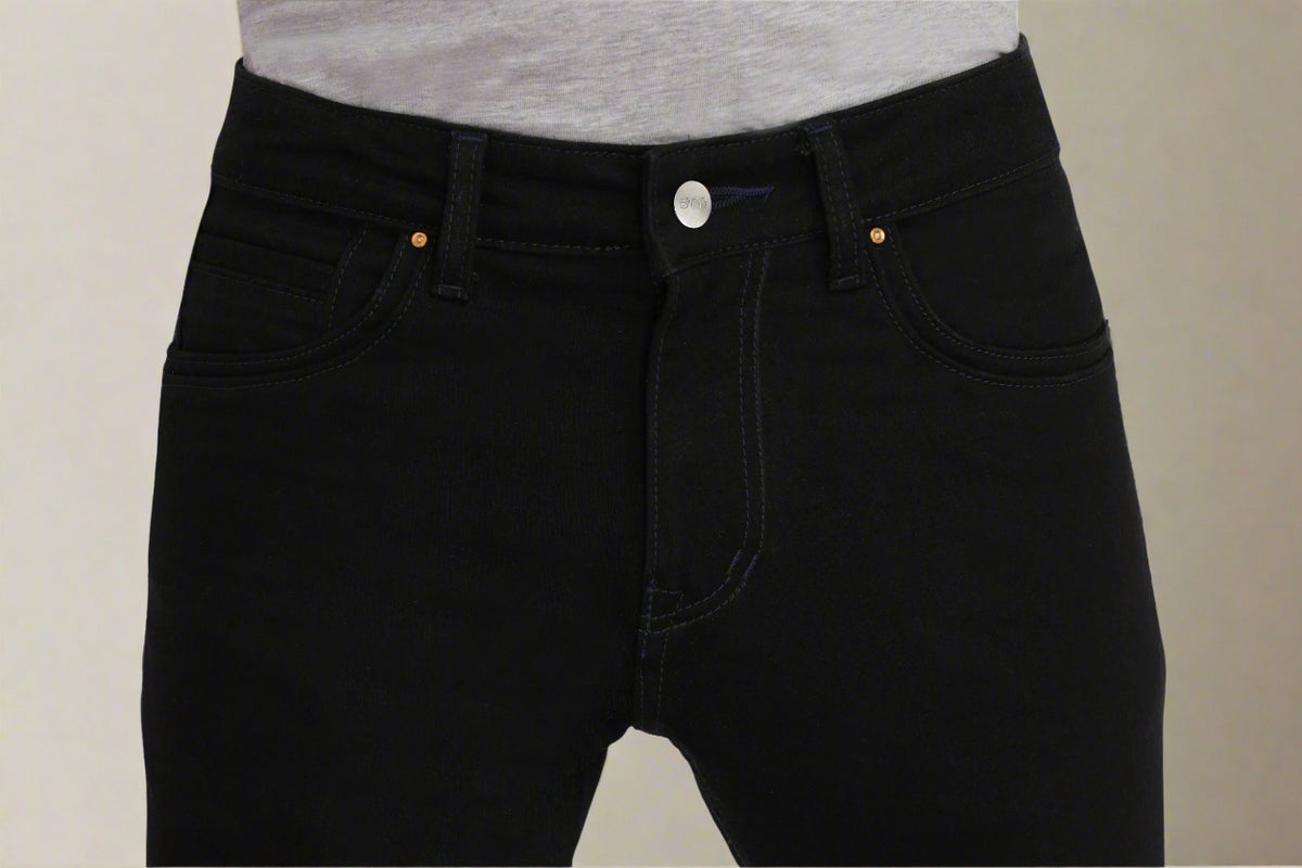 Custom Made Pure Black Bootcut Jeans Pants for Men