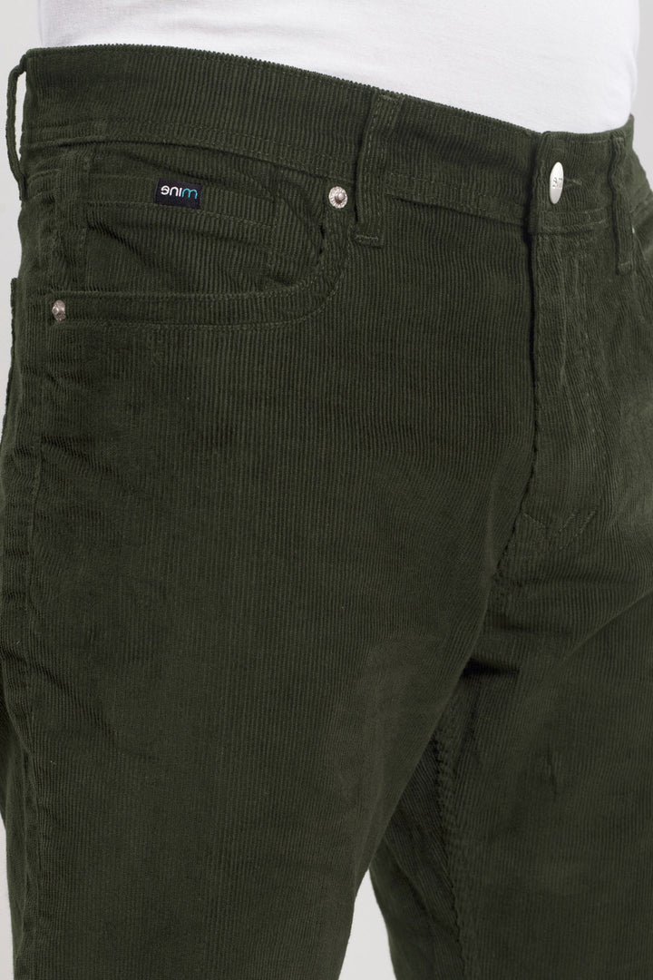 Custom made olive green Men's Straight Fit Corduroy