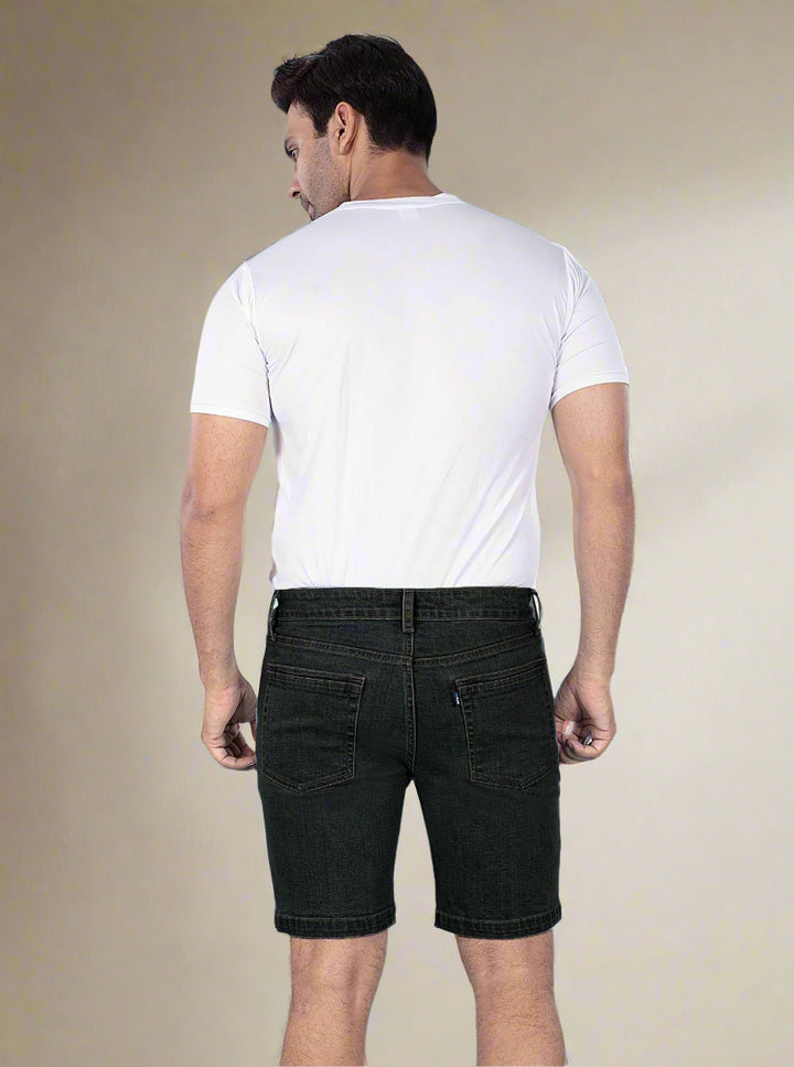 Custom Made Carbon Black Denim Shorts for men