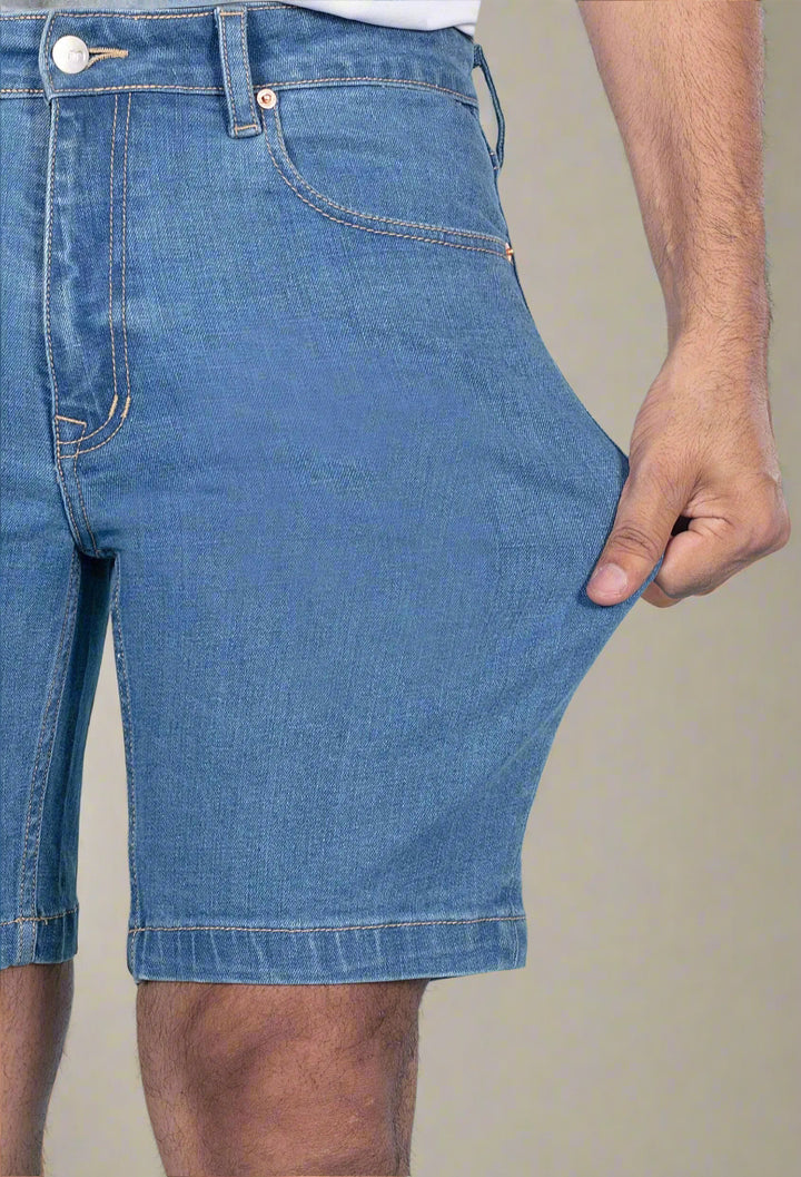 Custom Made Mid Blue Mens Denim Shorts 