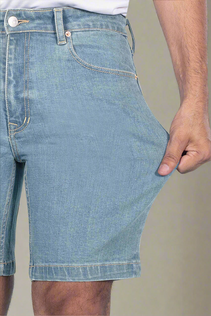 Custom Made Glacier Blue Mens Denim Shorts 