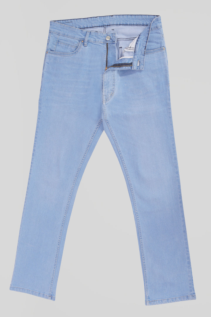 Custom made Glacier Blue Straight Fit Jeans Pants for Men