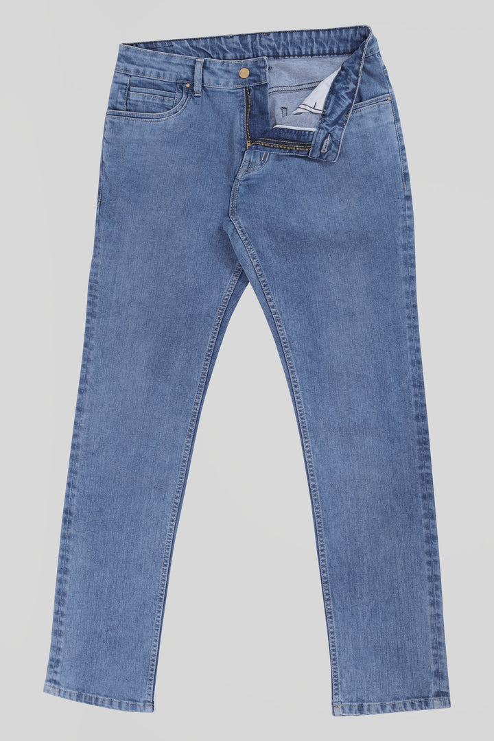 Custom made Midblue Straight Fit Jeans for Men