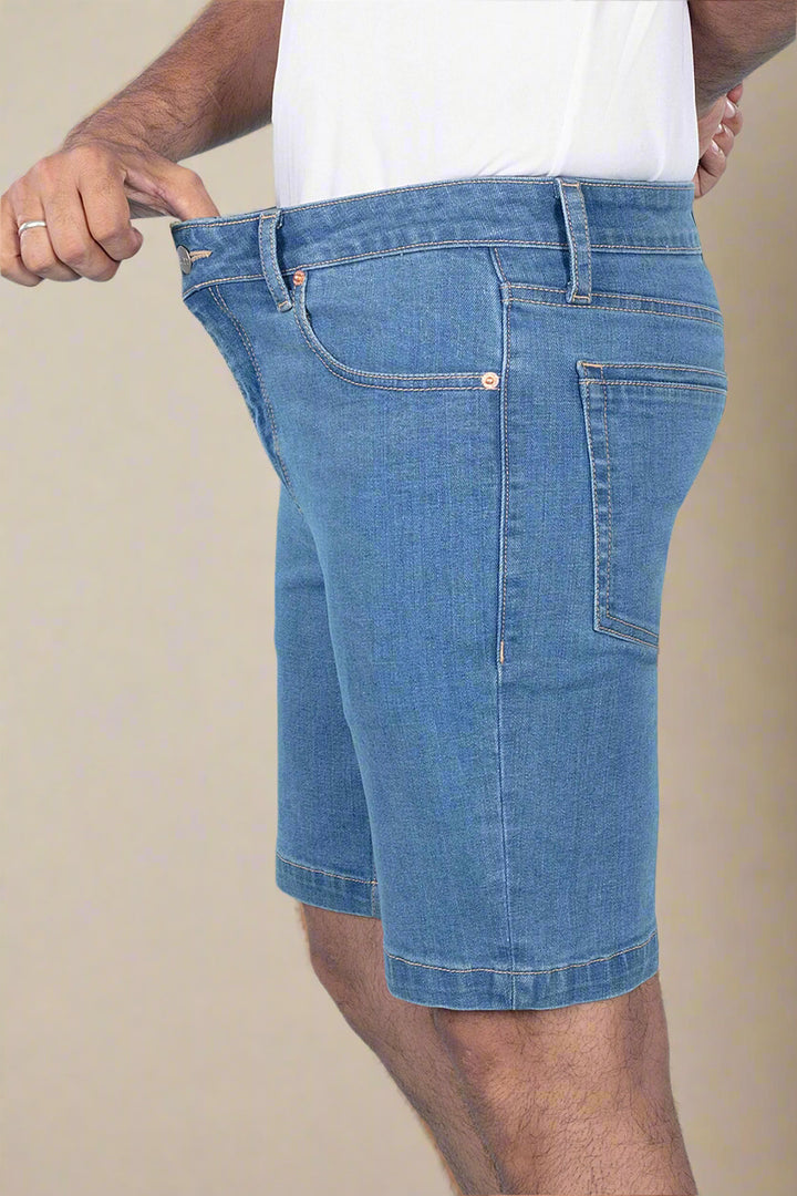 Custom Made Mid Blue Mens Denim Shorts 