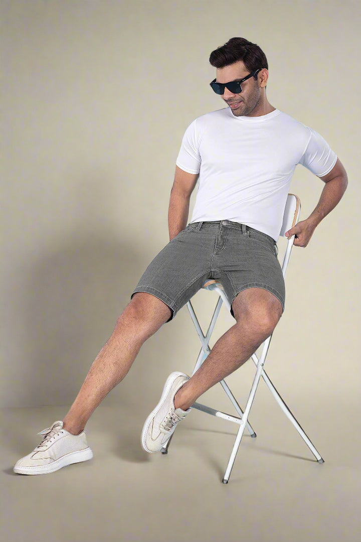 Custom Made Charcoal Mens Denim Shorts 