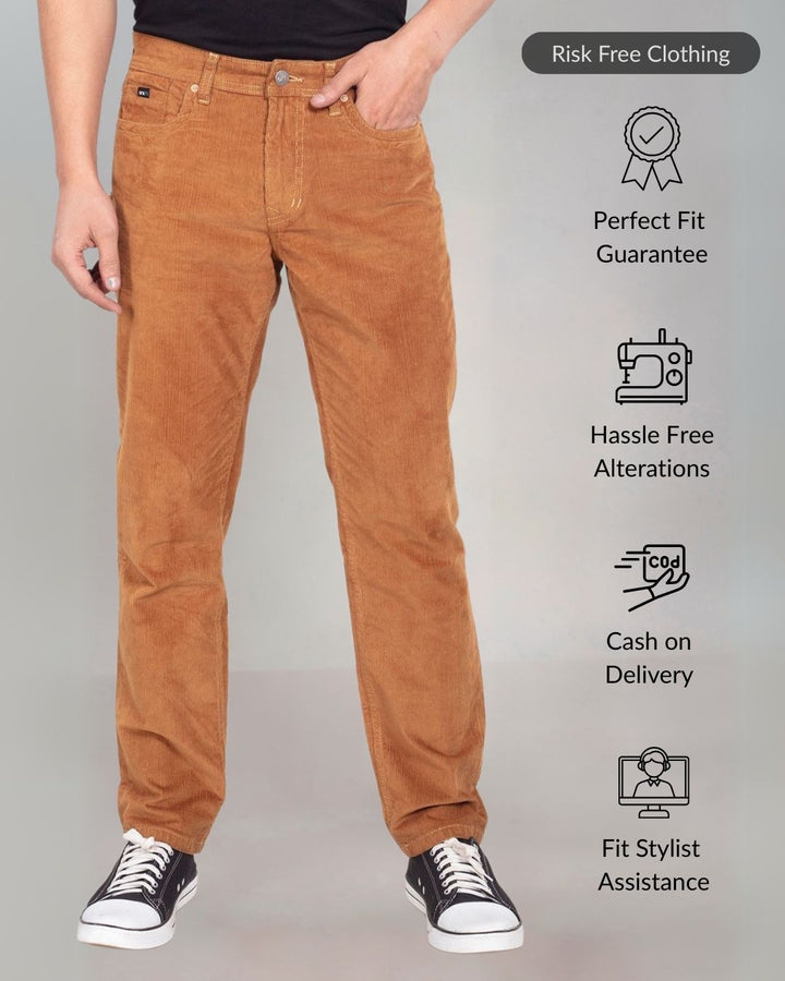 Custom made Almond Men's Straight Fit Corduroy