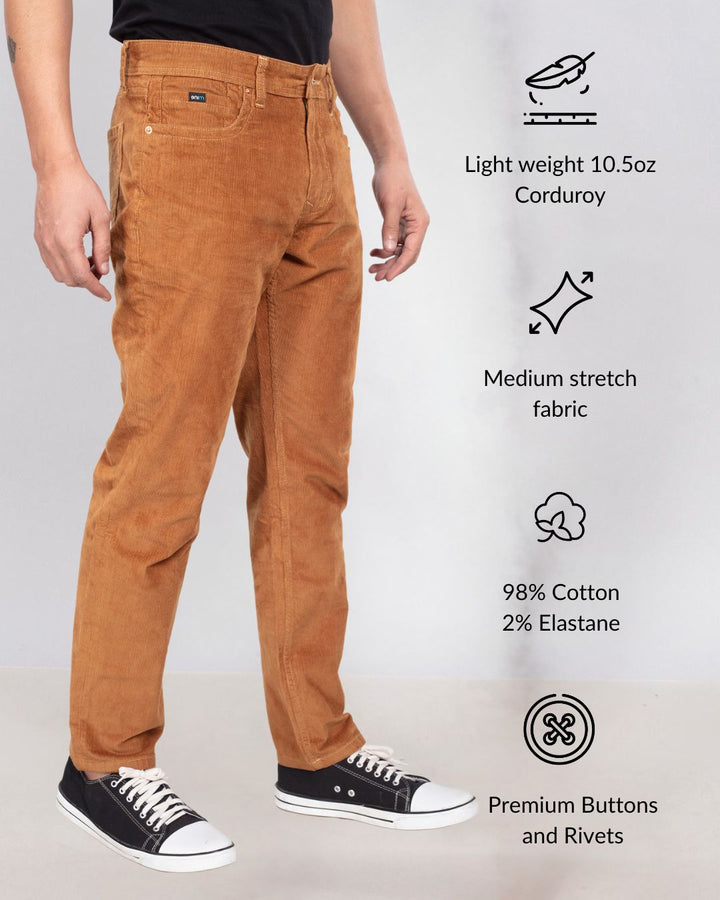 Custom made Almond Men's Straight Fit Corduroy