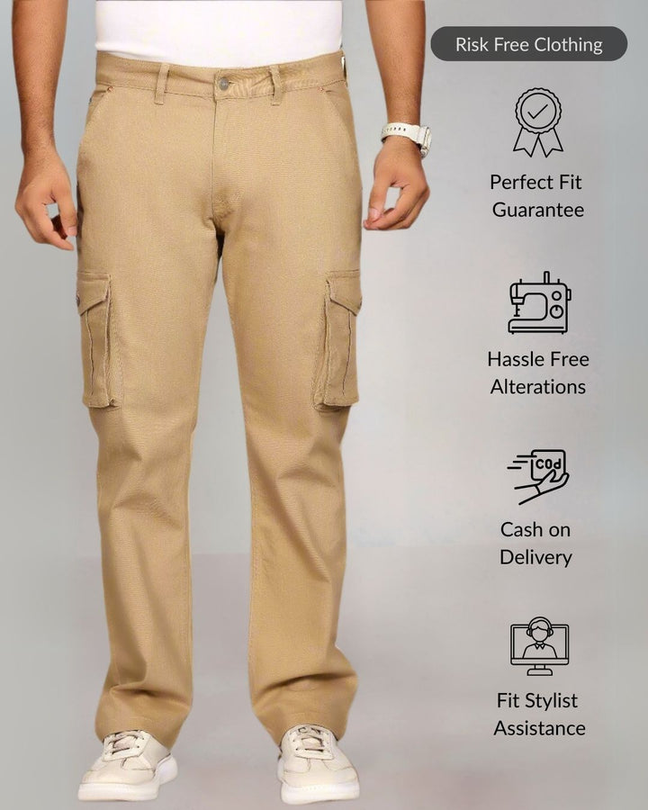 Custom Made British Khaki Men's Straight Fit Cargo