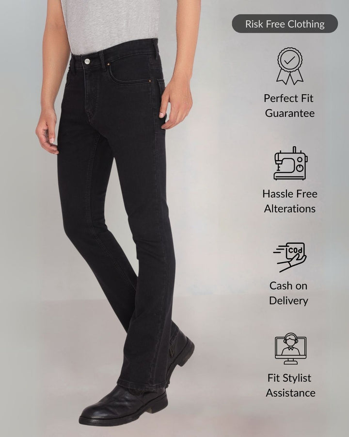 Custom made Carbon Black Mens Bootcut Jeans Pants