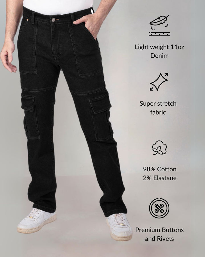 Custom Made Carbon Black Men's Neo Straight Fit Cargo