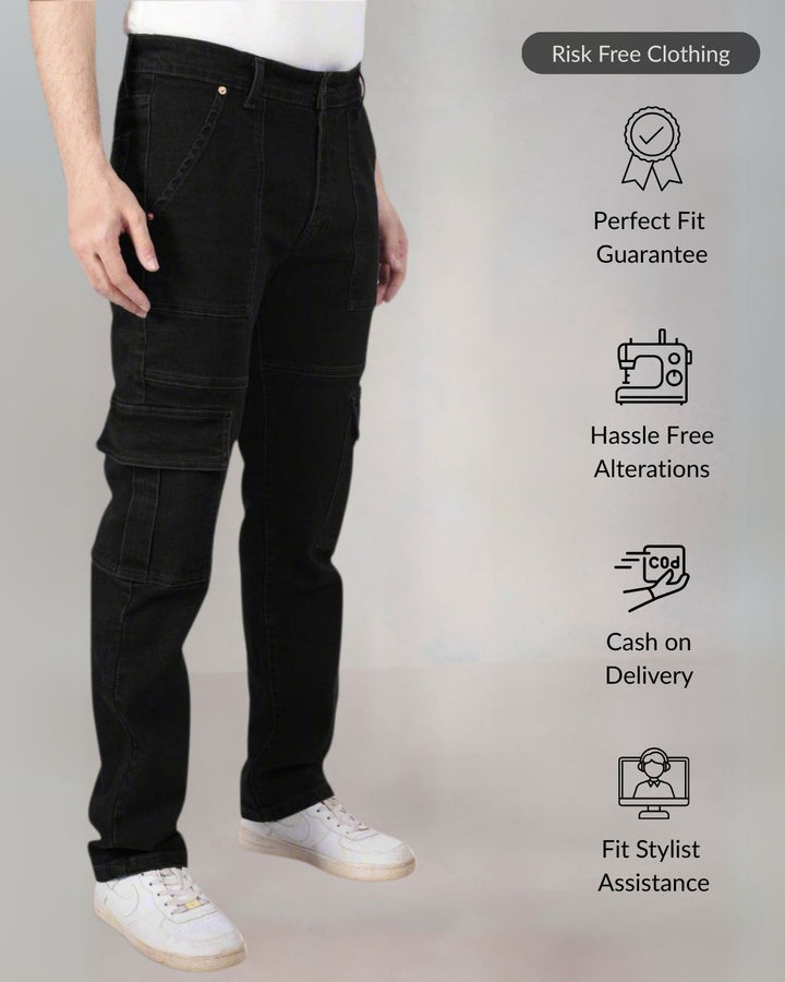 Custom Made Carbon Black Men's Neo Straight Fit Cargo