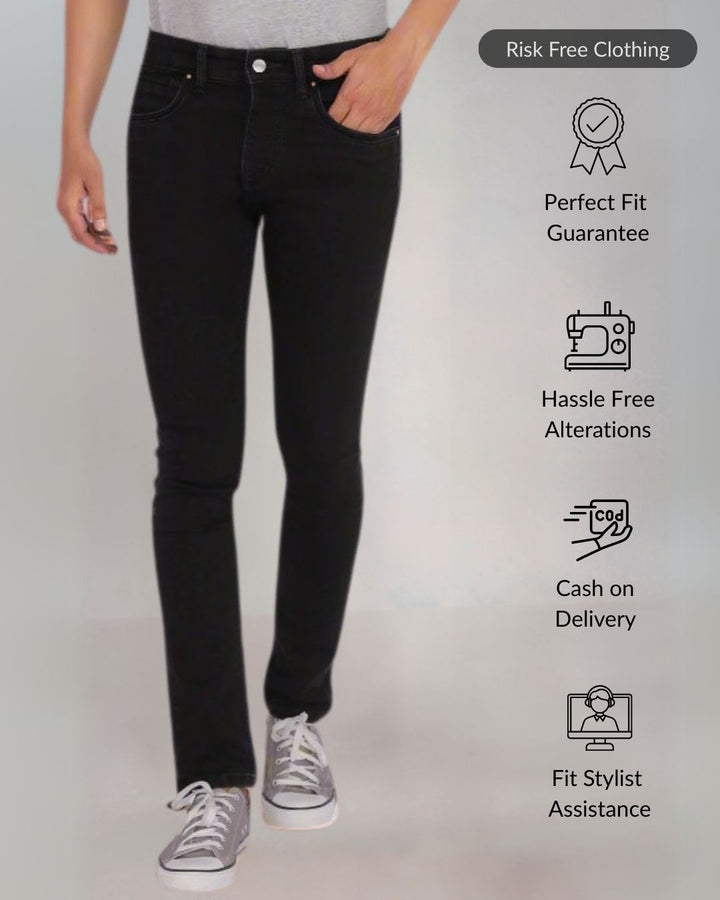 Custom made Carbon Black Slim Fit Jeans Pants for Men