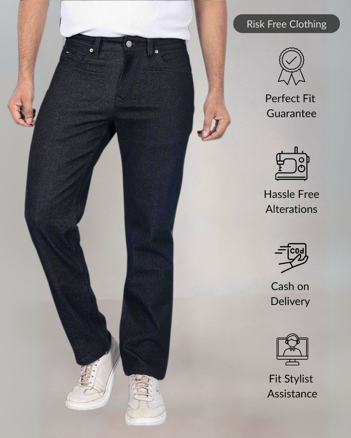 Custom made Carbon Black Straight Fit Jeans Pants for Men
