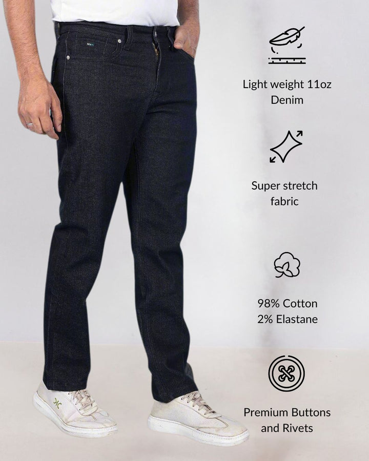 Custom made Carbon Black Straight Fit Jeans Pants for Men