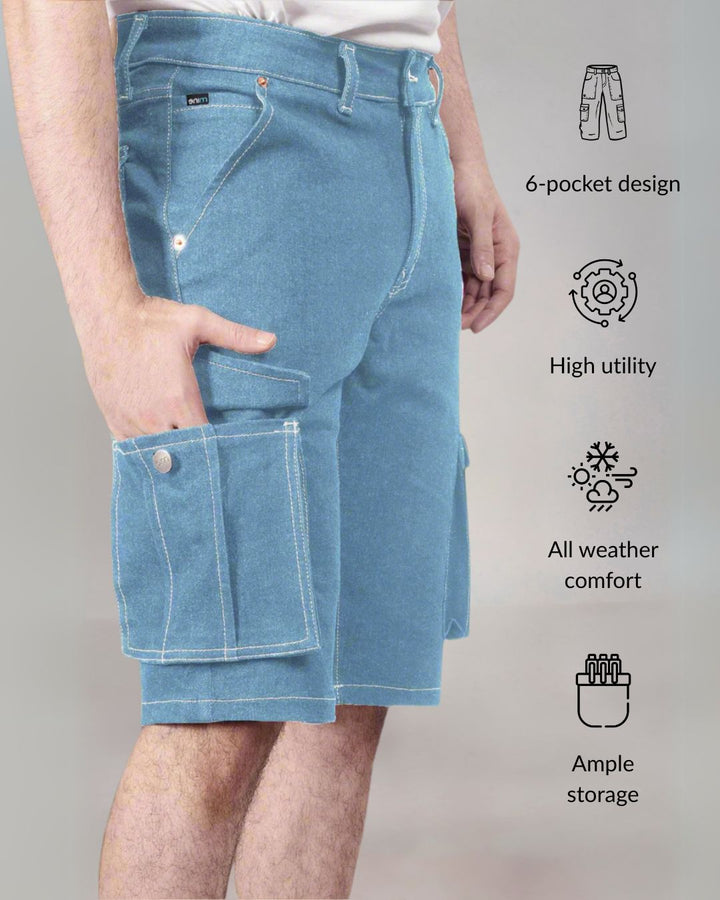 Custom made Glacier Blue Cargo shorts for Men