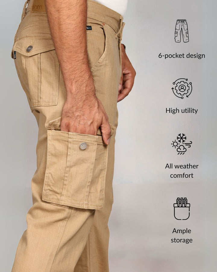 Custom Made British Khaki Men's Straight Fit Cargo