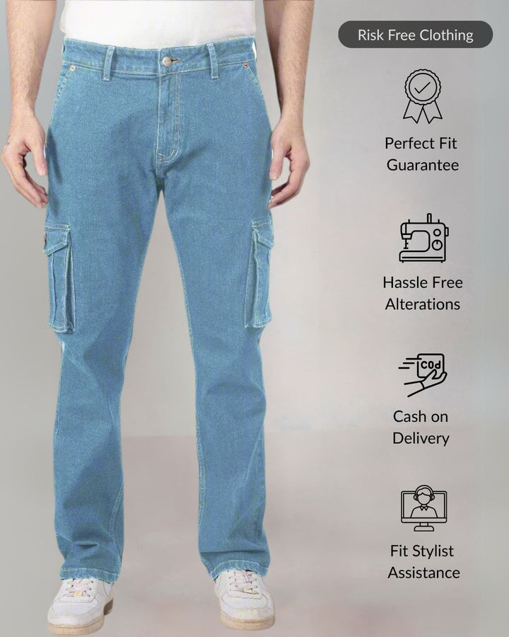 Custom Made Glacier Blue Men's Straight Fit Cargo 