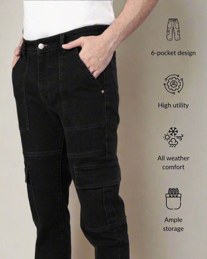 Custom Made Carbon Black Men's Neo Straight Fit Cargo