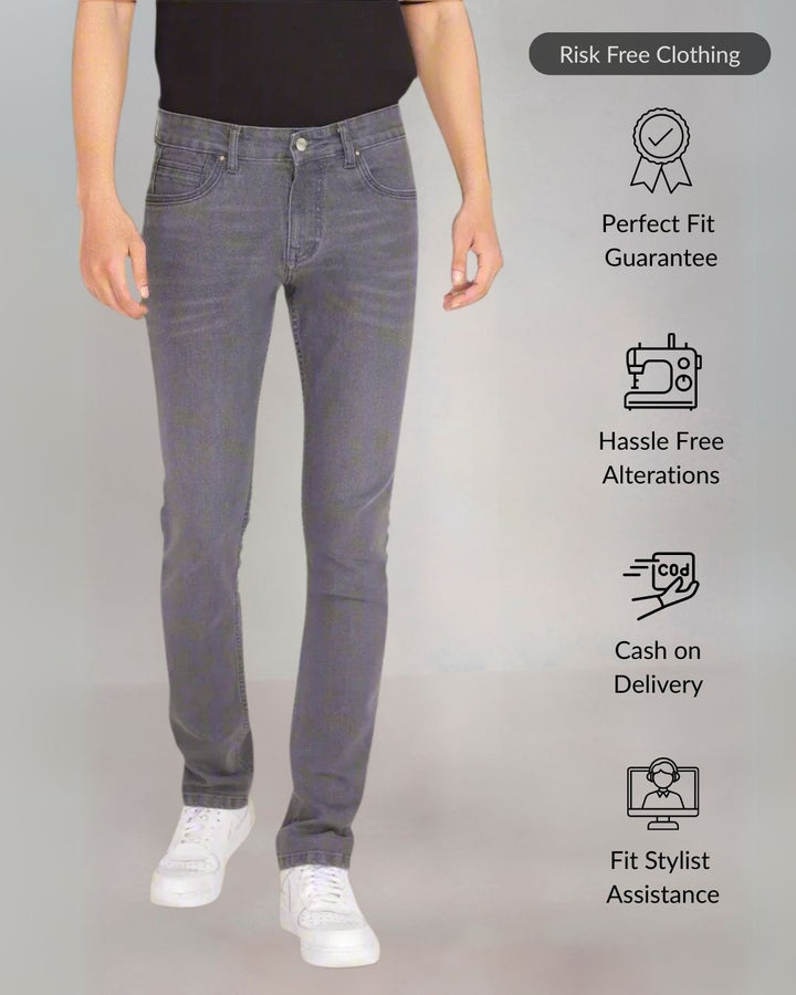 Custom made Charcoal Straight Fit Jeans Pants for Men