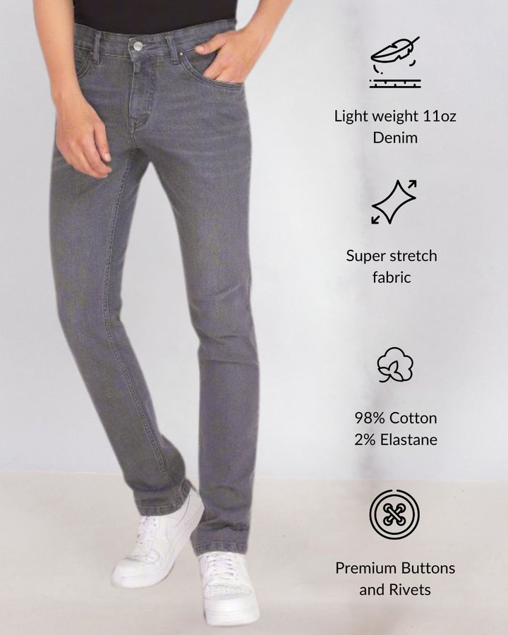 Custom made Charcoal Straight Fit Jeans Pants for Men