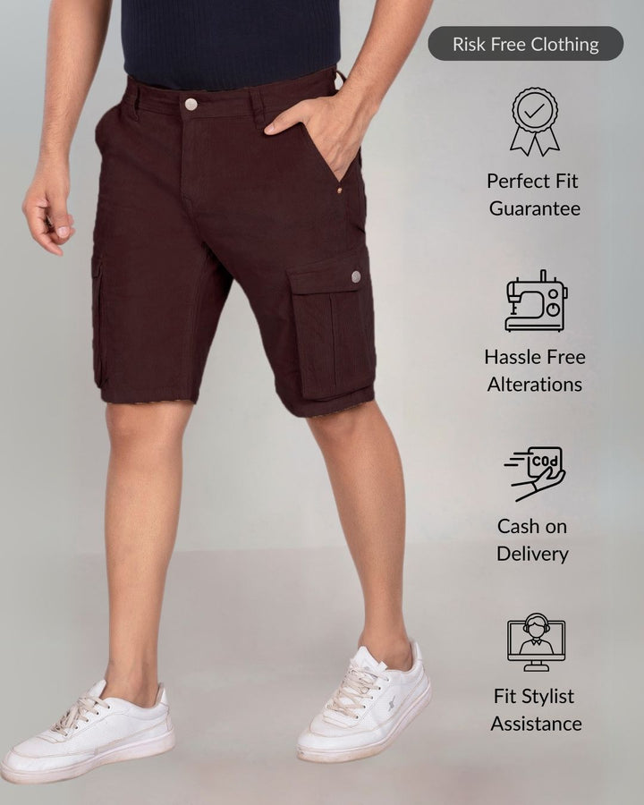 Custom Made Coffee Brown Men's Cargo Shorts