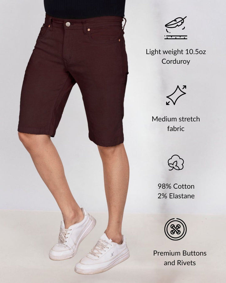 Custom Made Coffee Brown Corduroy Shorts