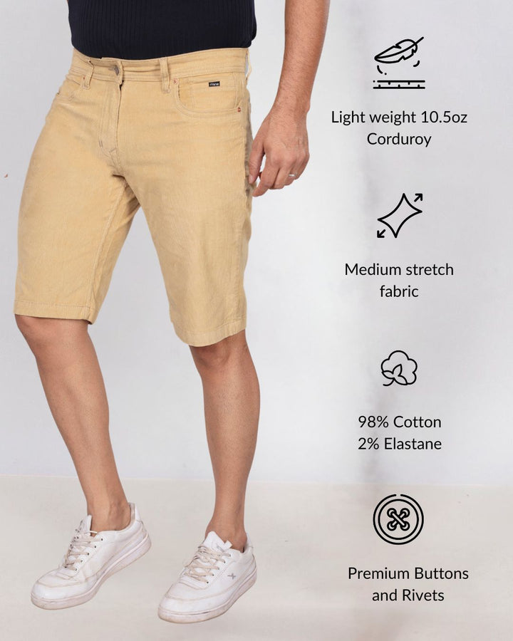 Custom Made Cream Mens Corduroy Shorts 