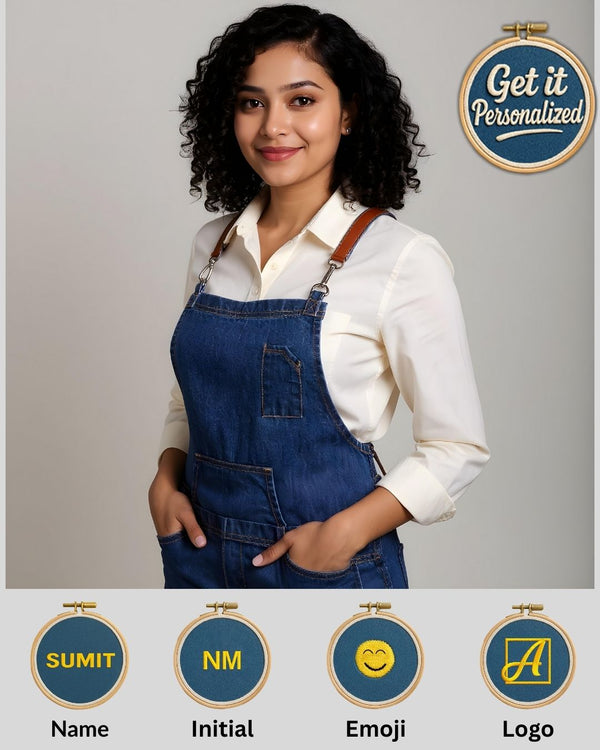 Deep Space Blue Denim Cross-Back Kangaroo Aprons