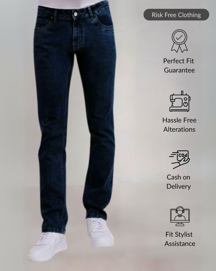 Custom made Deep Space Blue Straight Fit Jeans Pants for Men