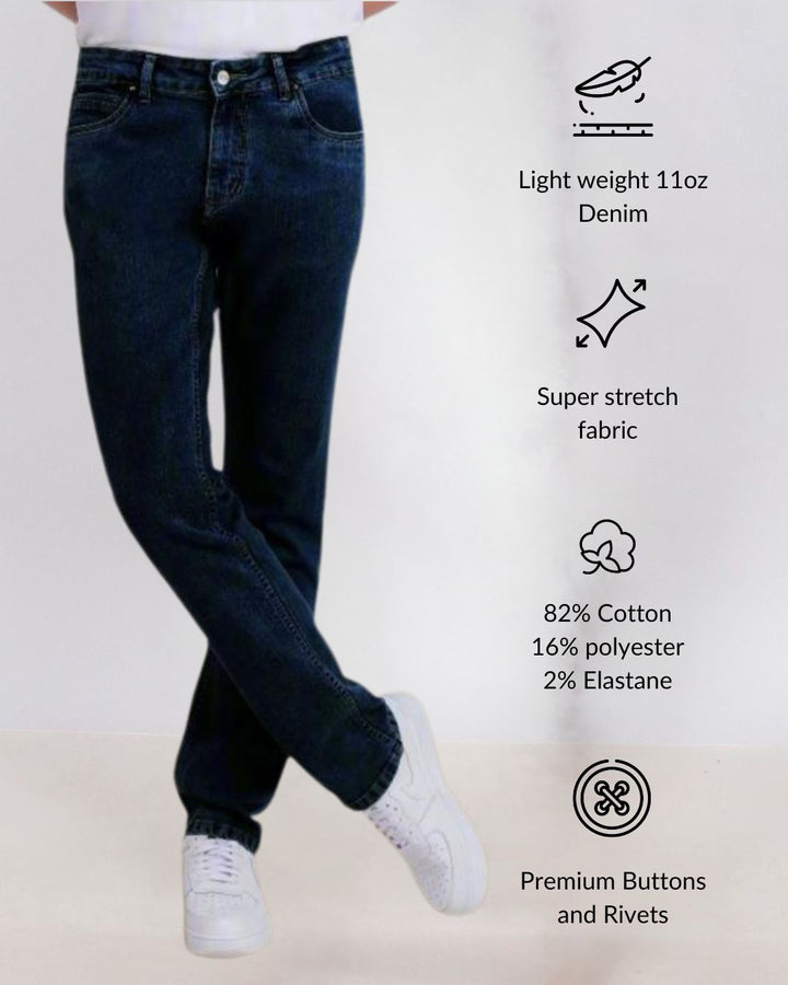 Custom made Deep Space Blue Straight Fit Jeans Pants for Men