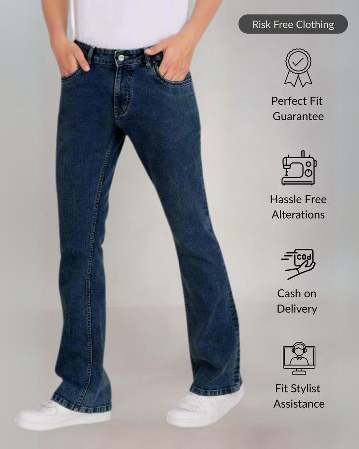 Custom made Deep Space Blue Mens Bootcut Jeans Pants