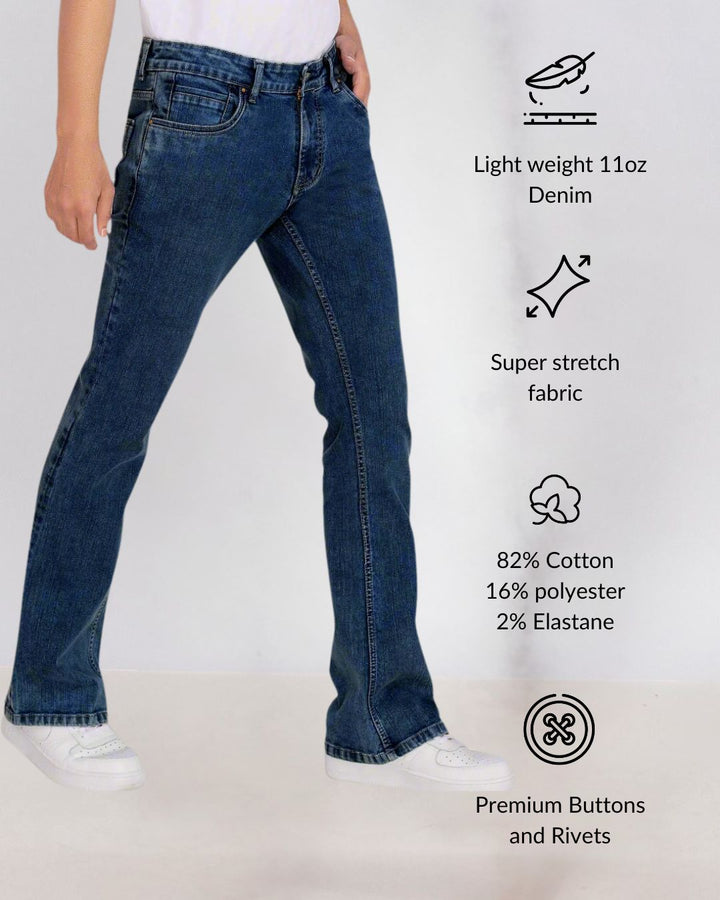Custom made Deep Space Blue Mens Bootcut Jeans Pants