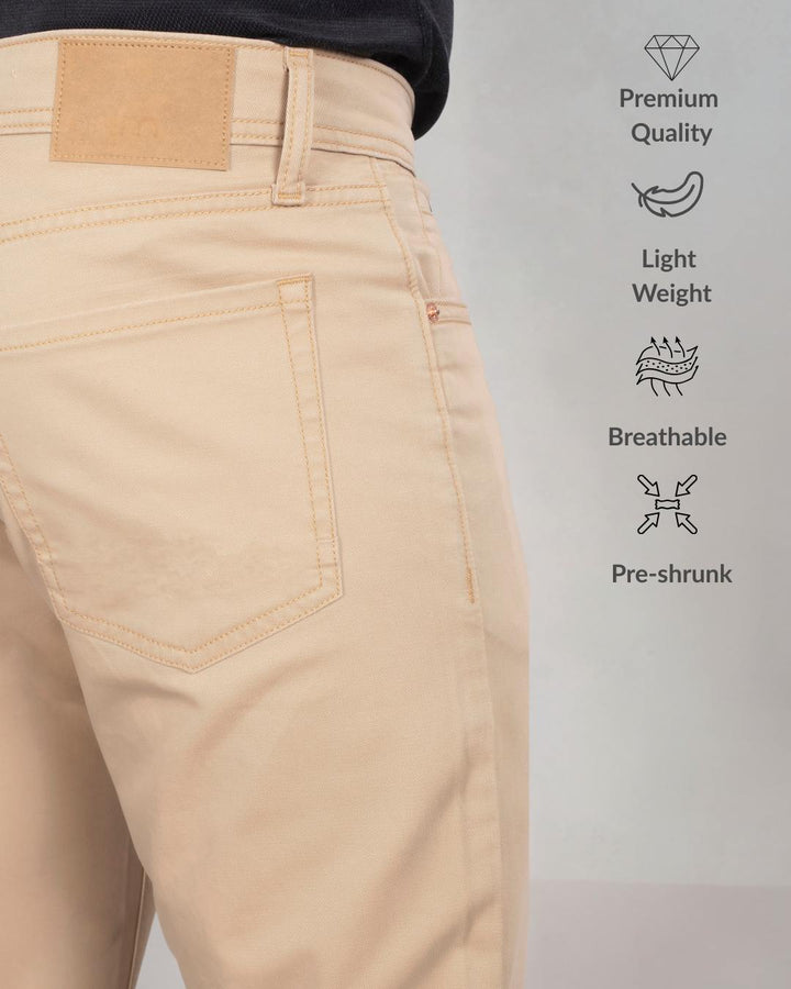Custom made Khaki Cotton Stretch Jeanos for Men