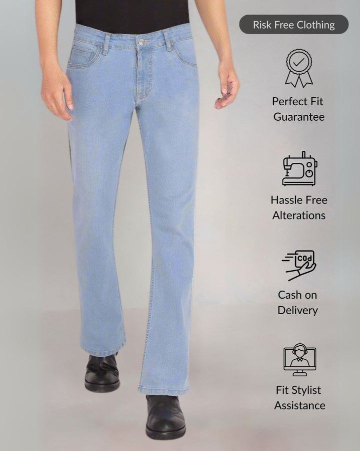 Custom made Glacier Blue Mens Bootcut Jeans Pants