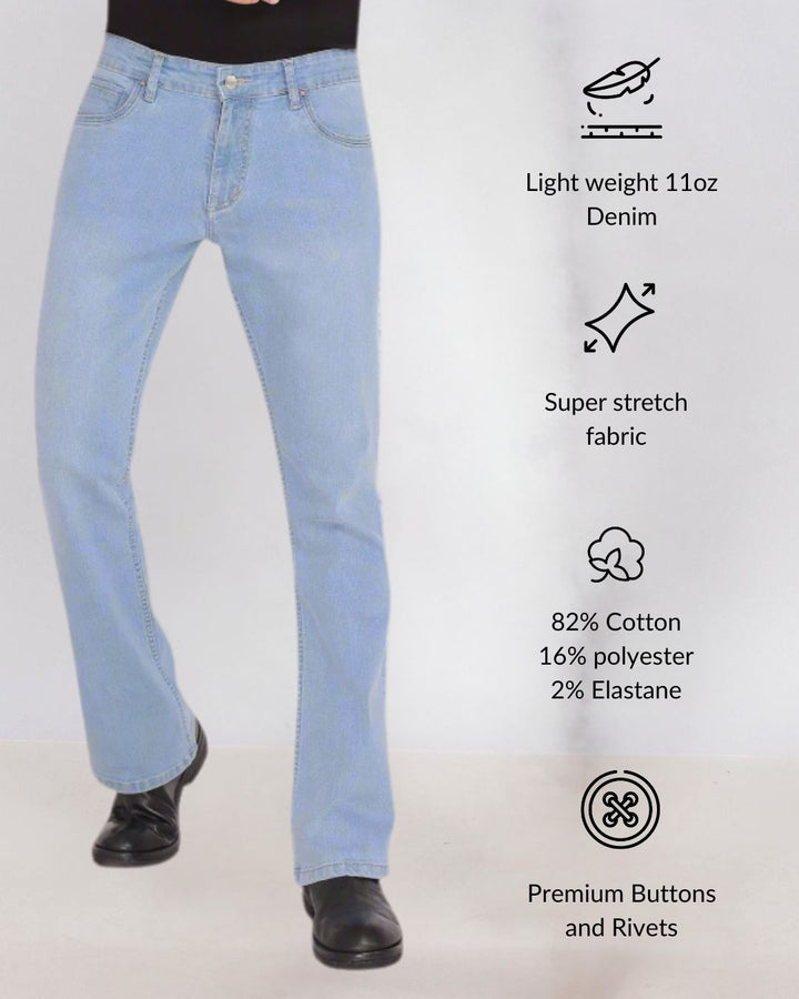 Custom made Glacier Blue Mens Bootcut Jeans Pants