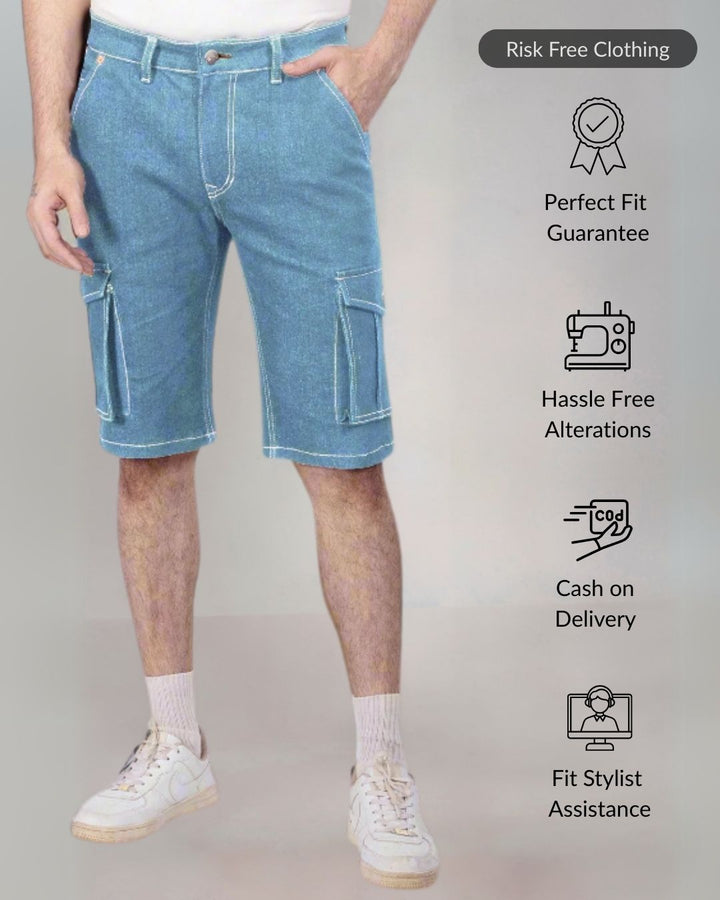 Custom made Glacier Blue Cargo shorts for Men