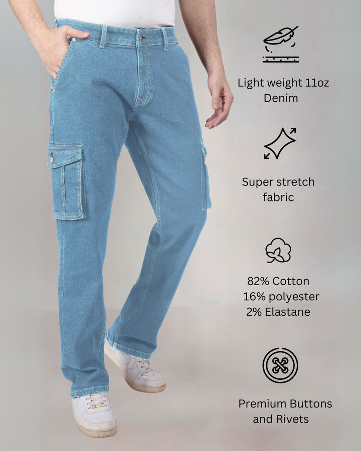 Custom Made Glacier Blue Men's Straight Fit Cargo