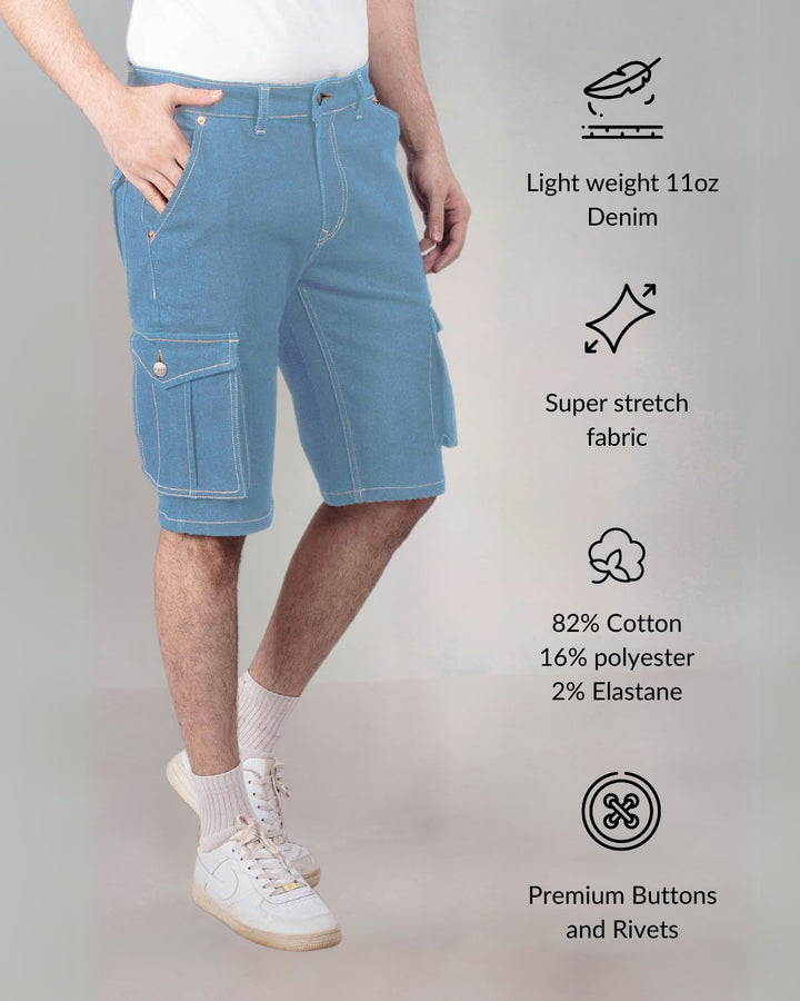 Custom made Glacier Blue Cargo shorts for Men