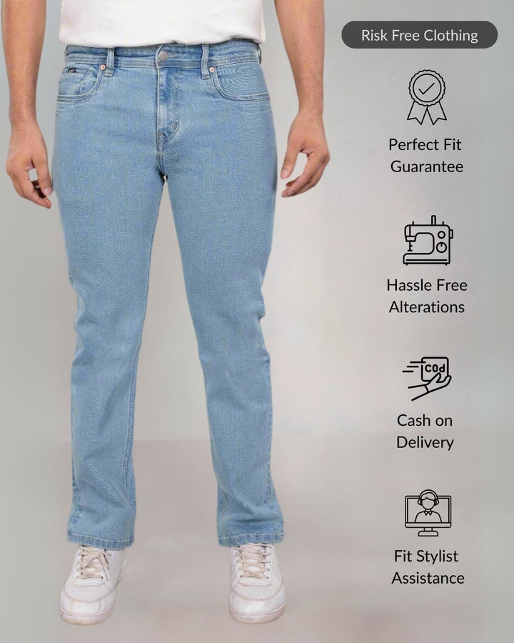 Custom made Glacier Blue Slim Fit Jeans Pants for Men