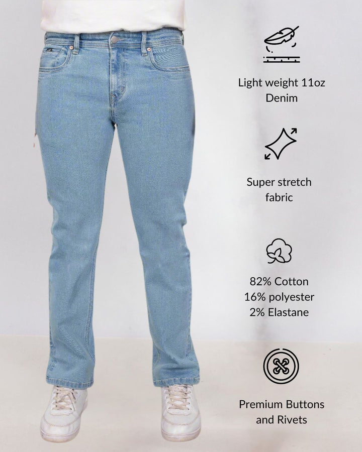 Custom made Glacier Blue Slim Fit Jeans Pants for Men