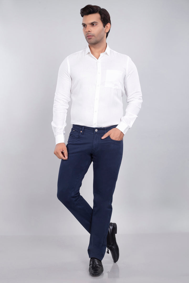 Custom made Deep Blue Cotton Stretch Jeanos for Men