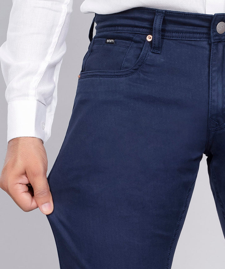 Custom made Deep Blue Cotton Stretch Jeanos for Men